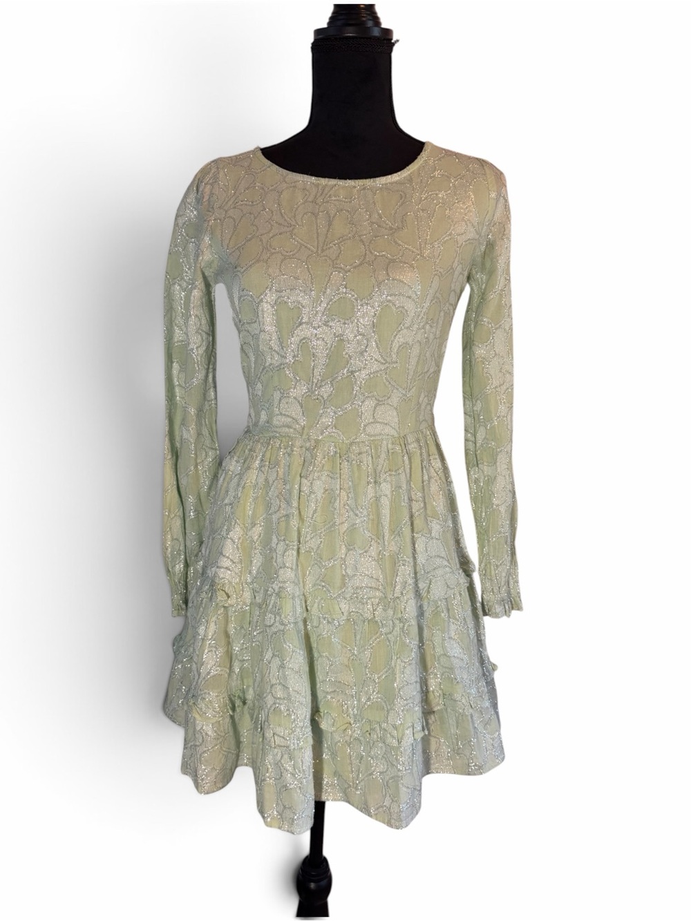 Roller Rabbit Clermont Nori Dress Mint Green Tiered Long-Sleeve Dress - Picture 2 of 8